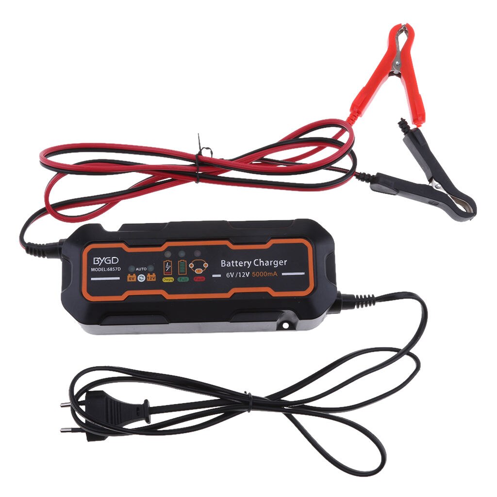 6V/12V 5A Motorcycle Smart Fast Battery Charger with LCD Display EU Plug
