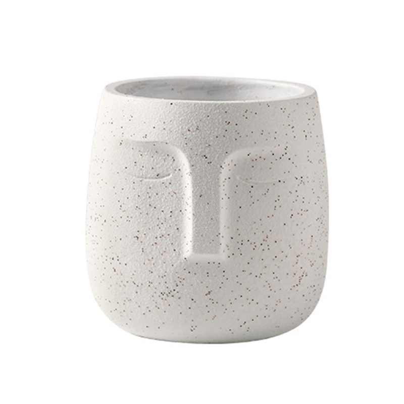 Vase en céramique avec visage humain, Pot de fleurs Zen, plantes vertes succulentes, jardinière, décor de jardin, balcon, maison: White / 14cm