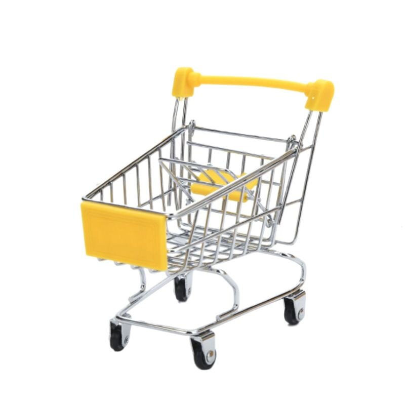 Mini Supermarket Hand Trolley Shopping Utility Cart Storage Basket Pretend Kids M0XD