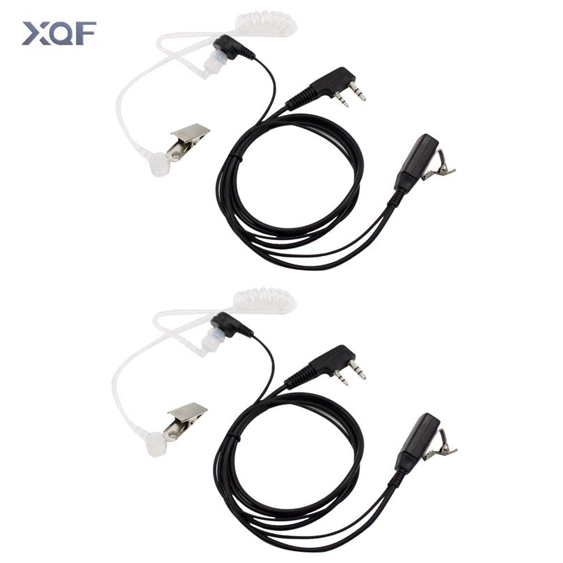 2pcs Acoustic Tube PTT Mic Earpiece Walkie Talkie Headset For Kenwood For Baofeng Bf-888s UV5R UV-82 Or TYT