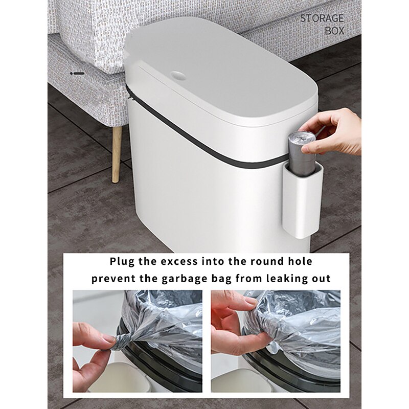 12L Trash Can Rectangle Plastic Push Trash Cans Large-size Garbage Can Household Waste Storage Bins For Kitchen Bathroom Bustbin