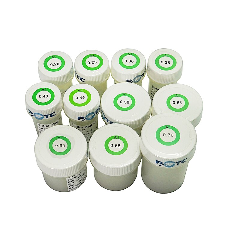 1 pièces PMTC 0.2mm 0.25 0.3 0.35 0.4 0.45 0.5 0.55 0.6mm billes de soudure au plomb 0.65 k pour bille de soudure de reprise bga