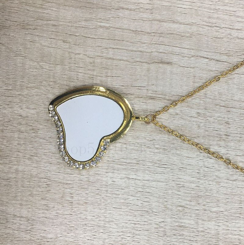leer Sublimation Herz-förmigen halskette mit krumm herz schmuck wärme Transfer leer Material DIY newgift 10psc: Gold