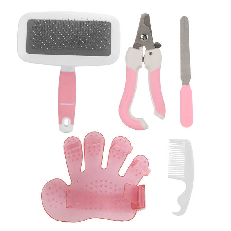 Small Pet Grooming Set Deep Cleansing Rabbits Grooming Kit Interactive for Small Animal: Large pink
