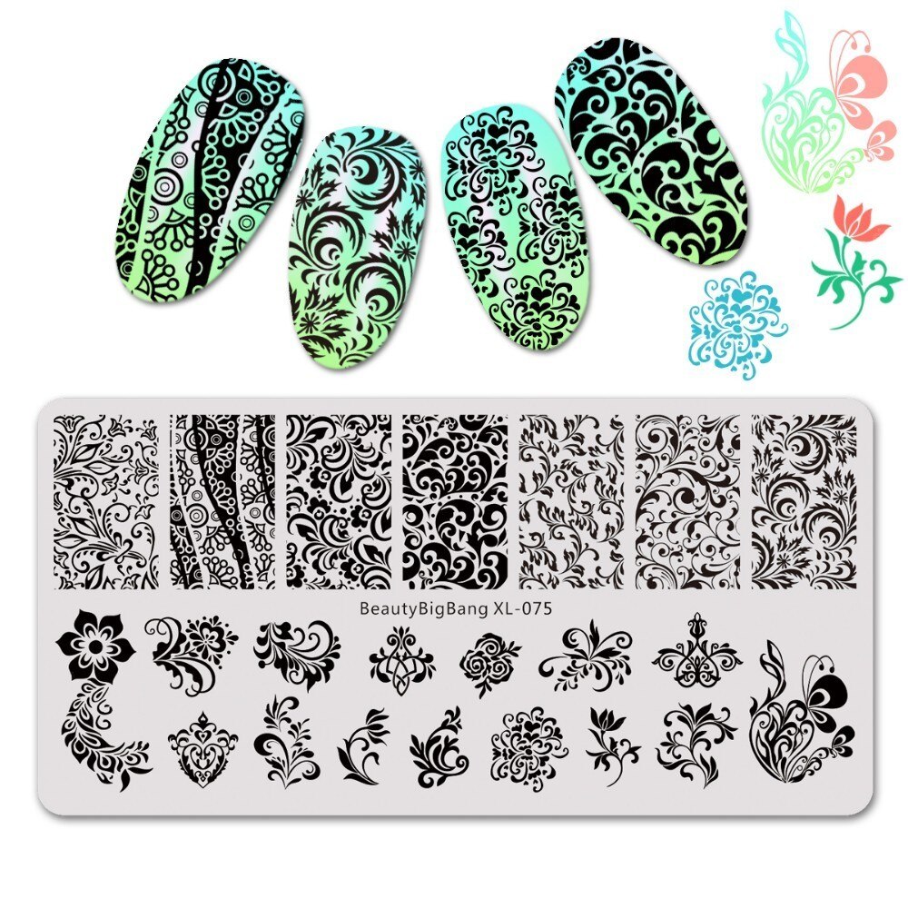 BeautyBigBang ongle gabarit plaque acier inoxydable mignon chat chien motif ongles estampage plaques Rectangle timbre pour ongles BBB XL-013: 75