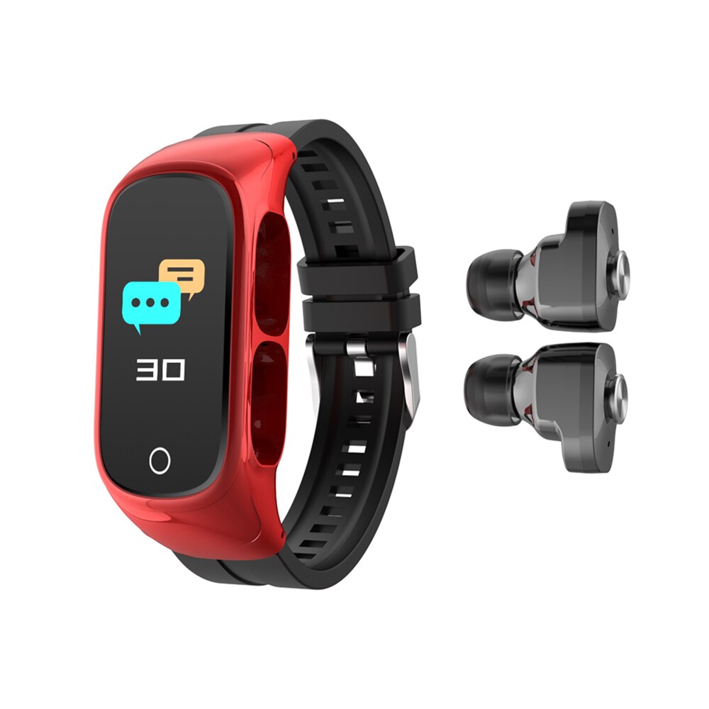 Smart Watch With Bluetooth Earphone Men Women Bluetooth Call Bracelet Heart Rate Blood Pressure Monitor Smartwatch: Red
