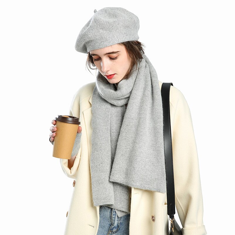 USPOP – ensemble de gants et écharpe en cachemire pour femmes, couleur unie, 3 pièces, hiver