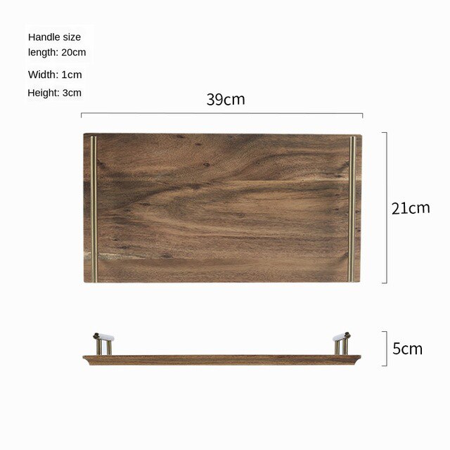 Træ opbevaringsplade middag plade retter sushi bøf dessert display plade service plade smykker bord opbevaring sushi plade: Stor 21 x 39cm