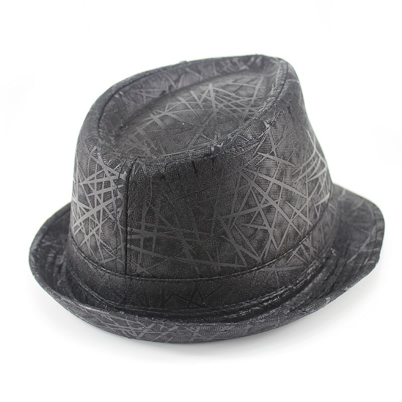 Autumn Leather Fedora Hat Pattern Trilby Jazz Caps Gangster Fedora Hats For Men MEDB010