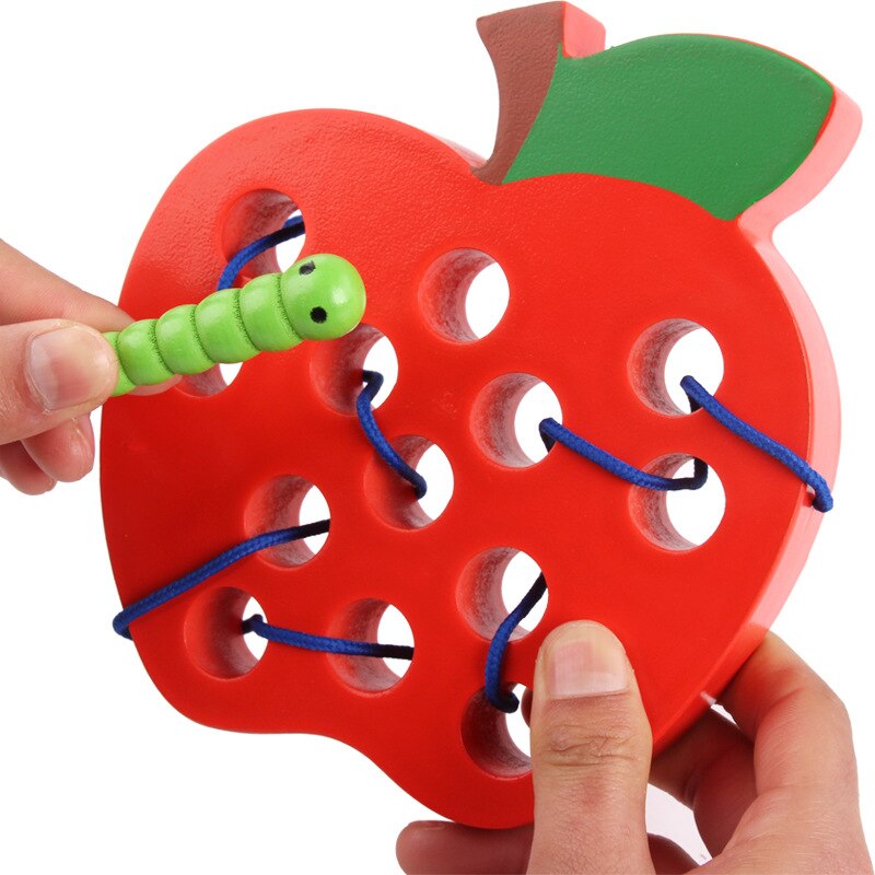 Bambini Educativi Montessori Matematica Giocattolo Filo Divertimento Giocattolo Di Legno Forma di Cognize Worm Mangiare Frutta Formaggio Precoce di Apprendimento Sussidio Didattico Giocattolo