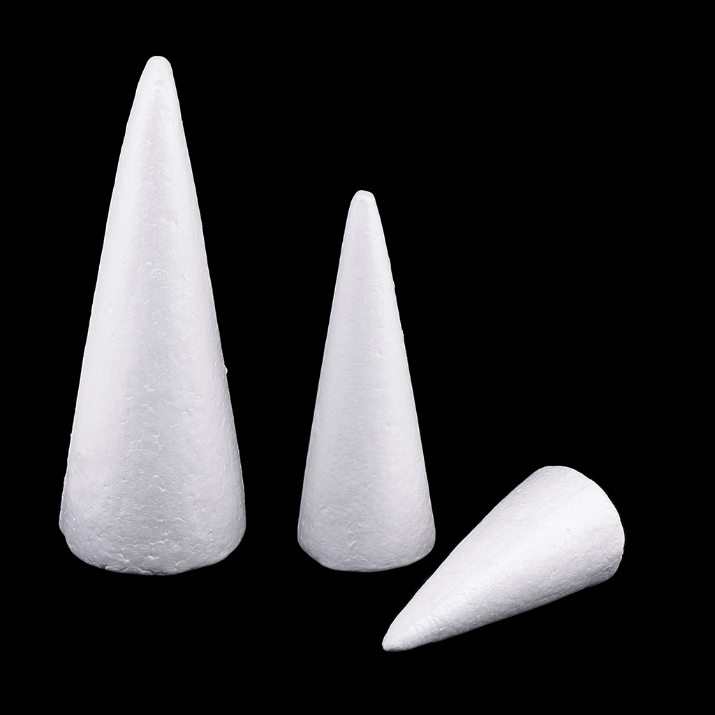 3Pc Cone Styrofoam Foam DIY Christmas Tree Base Material Ornament 15/20/25cm