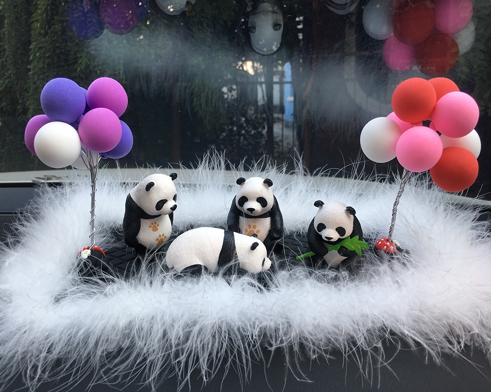 Sød panda bil ornamenter dekoration panda dukke model mini panda dukke bil midterkonsol dekoration bil tilbehør interiør