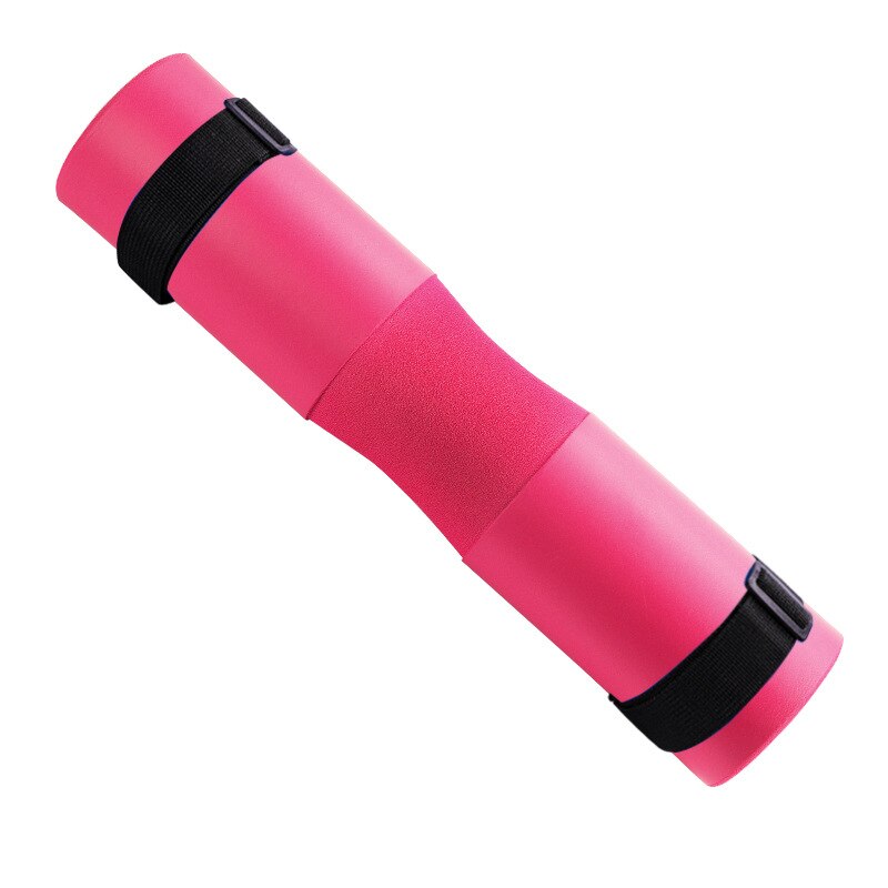 Almohadilla para sentadillas, mancuerna con correas de fijación, Protector para cuello y hombros, equipo de gimnasio para culturismo, levantamiento de pesas: Pink with band