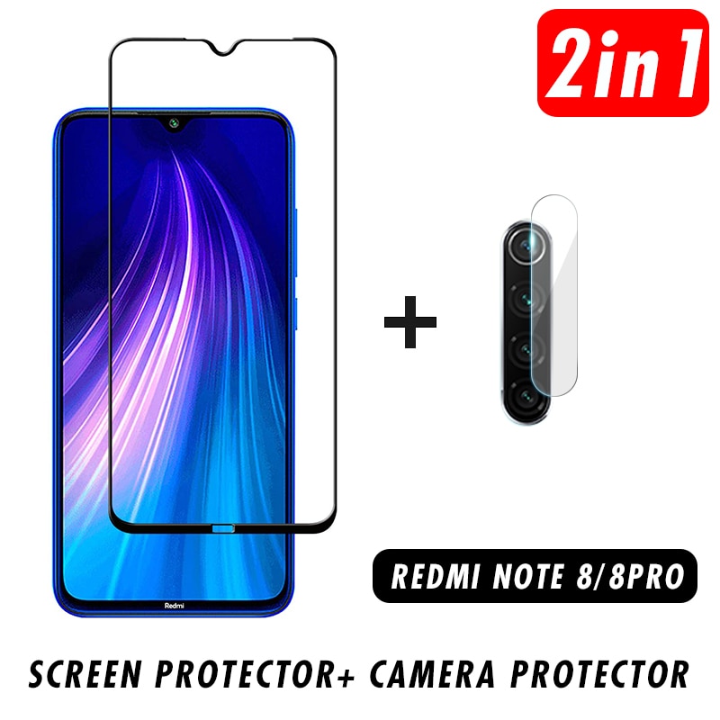 2 in 1 9D Phone Lens Protective Glass Camera Tempered Glass for Xiaomi Redmi Note 8 Pro Screen Protector for Redmi Note 8