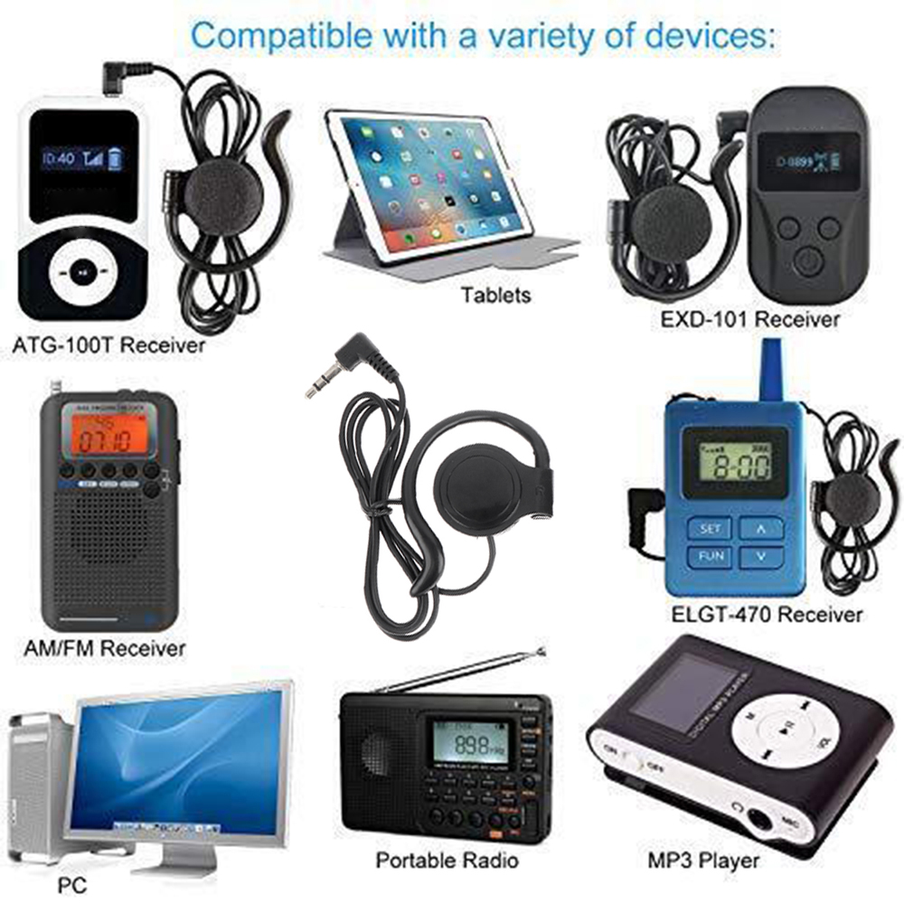 3,5mm einseitiger Kopfhörer Ohrhörer Ein-Ohr-Kopfhörer für drahtlose Reiseleiter System Empfänger Laptop MP3/4 Tablet PC