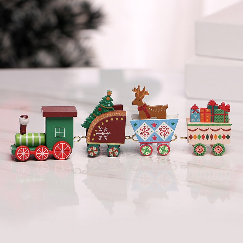 Decorazioni natalizie Montessori treno in legno bambini scuola materna regali per il giorno di natale decorazione per finestre giocattoli artigianali in legno: C Colorful 4pcs