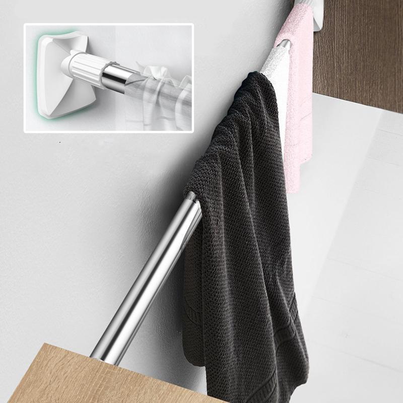 Telescopic Clothing Rod Adjustable Telescoping Shower Curtain Rods And Accessories Extendable Tension Pole Hanger Spring Loa