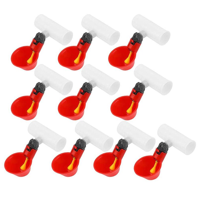 Abreuvoir automatique en plastique rouge, 10 pièces, pour poulet, canard, oiseau, caille, Pigeon, poule: Default Title