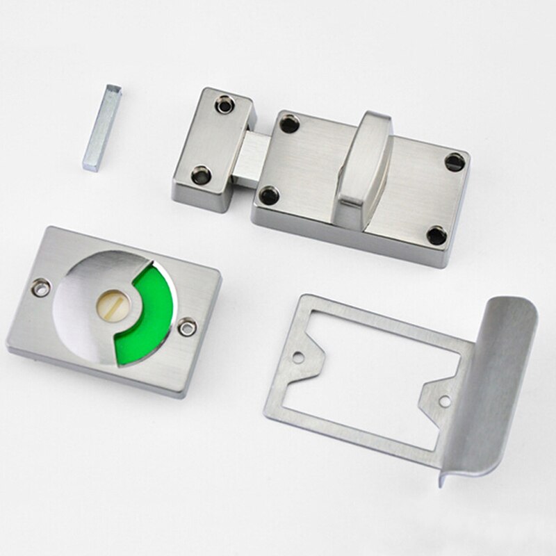 Stainless Steel Partition Door Lock Bathroom With Red Green Indicator Lock For Toilet Convenient Lock Tool