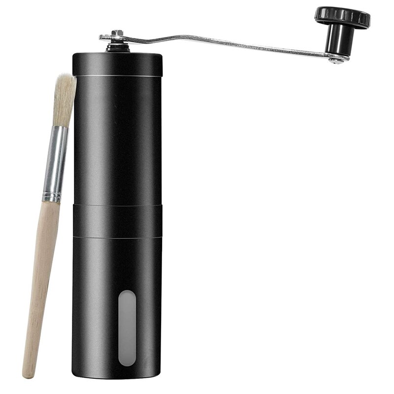 Black 304 Stainless Steel Manual Coffee Grinder, Manual Coffee Grinder, Coffee Grinder, Manual Pepper Grinder with Cleaning Brus