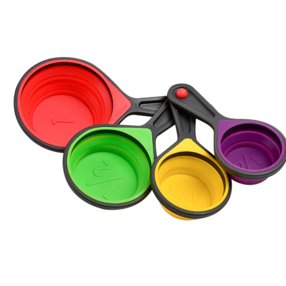 Cuchara medidora de silicona de 4 uds, cuchara medidora plegable para cocina de uso doméstico, cuchara para cocción de cristal medidora multifuncional