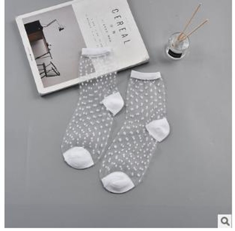 Spring Lace Transparent Crystal Lady Socks 10 Colors Comfy Sheer Silk Ankle Socks MOU QX2D: W5