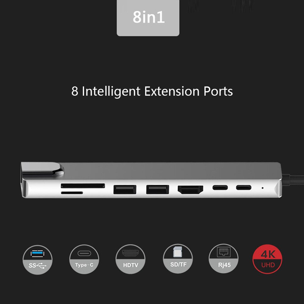 Usb C Hub Usb C Adapter 8-In-1 Hub USB-C Om RJ45 U