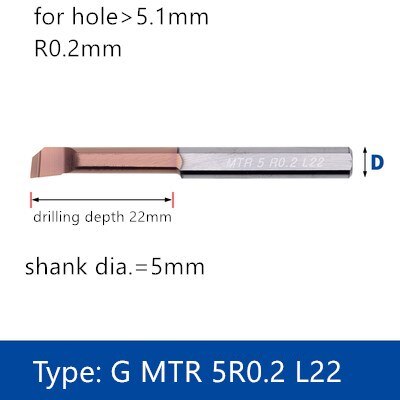 Kedeligt værktøj lille hul drejebænk værktøj bar tråd bearbejdning metalboring wolframcarbid legeringsskærer til ståljern  yg6: G mtr 5 r 0.2 l22