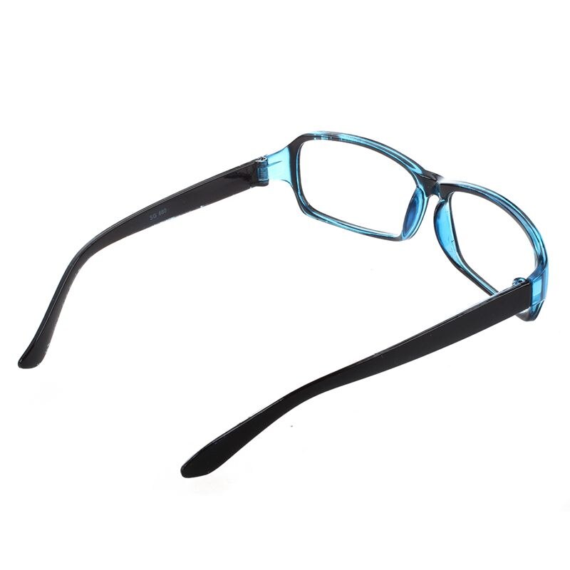 Unisex Black Blue Plastic Frame Arms Clear Lens Plain Glasses