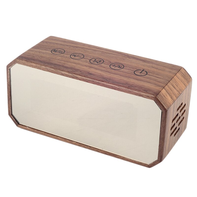 Massief Houten Retro High-Power Wekker Speaker, Draagbare Retro Wekker, Card Radio Speaker: Wine Red