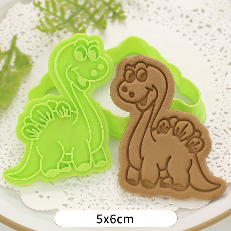 Molde para hornear de dibujos animados dinosaurio cortador de galleta bizcocho herramienta para hornear 3d tres dimensiones tipo de prensa casa molde de galleta de plástico: BT2009-YD027-9