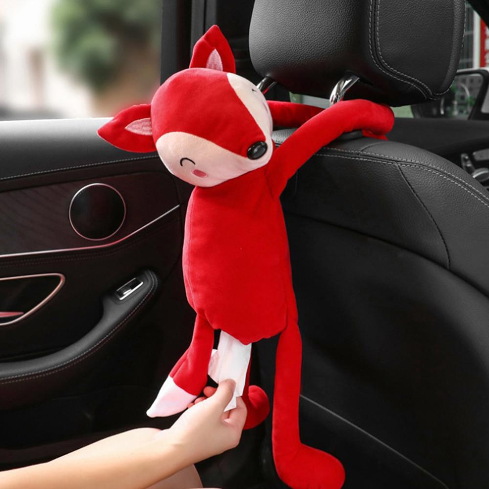 Universal Car Zipper Backseat Tissue Box Cartoon Cute Animal Tissue Box Car Interior Products