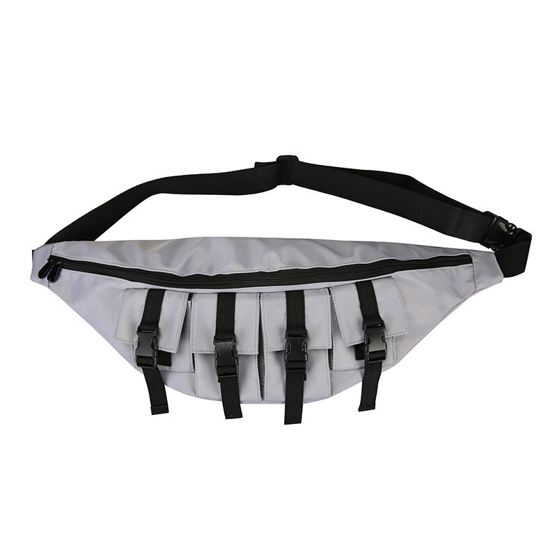 Riñonera impermeable de gran capacidad para hombre y mujer, bolso de pecho, estilo urbano, Hip Hop, plátano, para viajes al aire libre: Gray  Waist bag