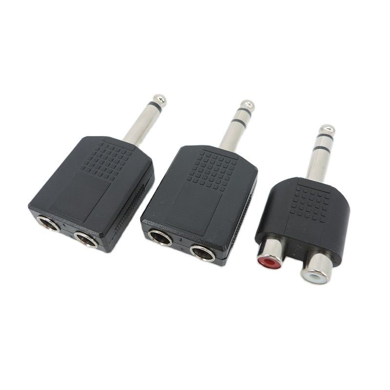 6,35mm 6,5mm 1/4 "Jack macho a 6,35 6,5 hembra RCA convertidor Y divisor conector de Audio adaptador de micrófono estéreo Mono auriculares