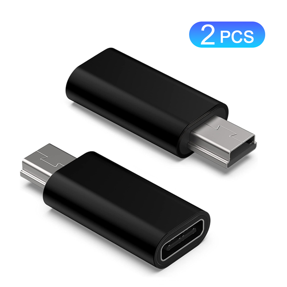  ﻿ 2/3 stuks Type C naar Mini USB Adapter USB C Vrouwelijk naar MiniUSB Mannelijk Oplaad- en Gegevensconverter Geschikt voor GoPro Hero 3+ MP3 Camera: zwart