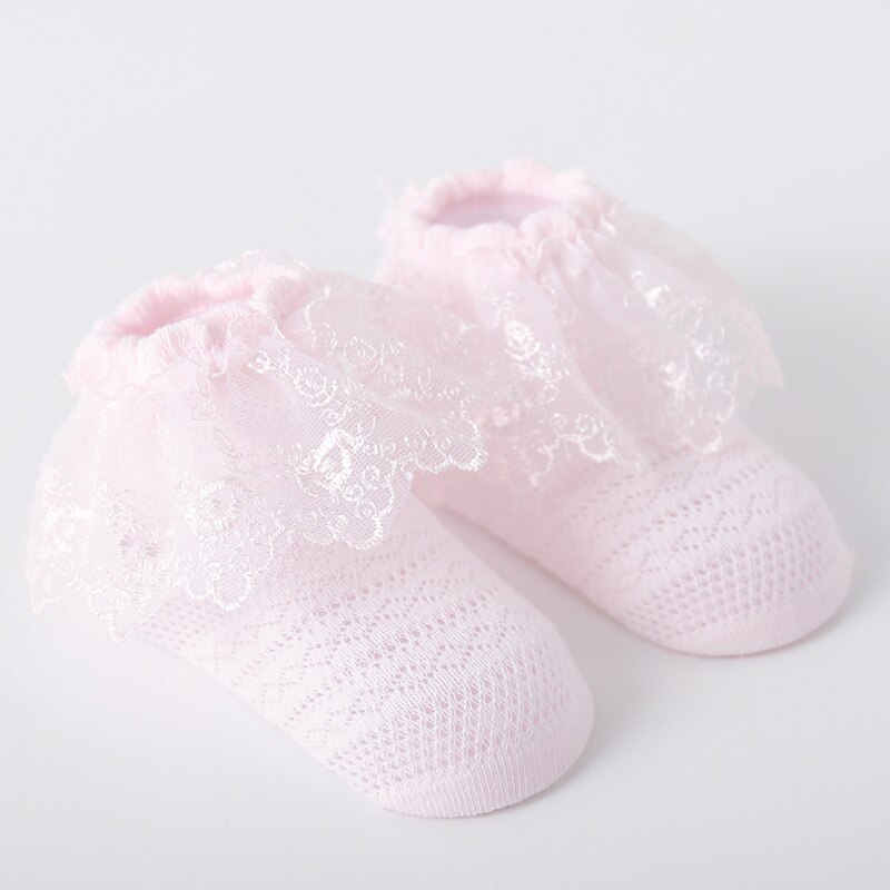 Zomer 0-3y baby meisjes kanten sokken ademende mesh sokken kinder prinses katoenen sokken wit roze geel schattig