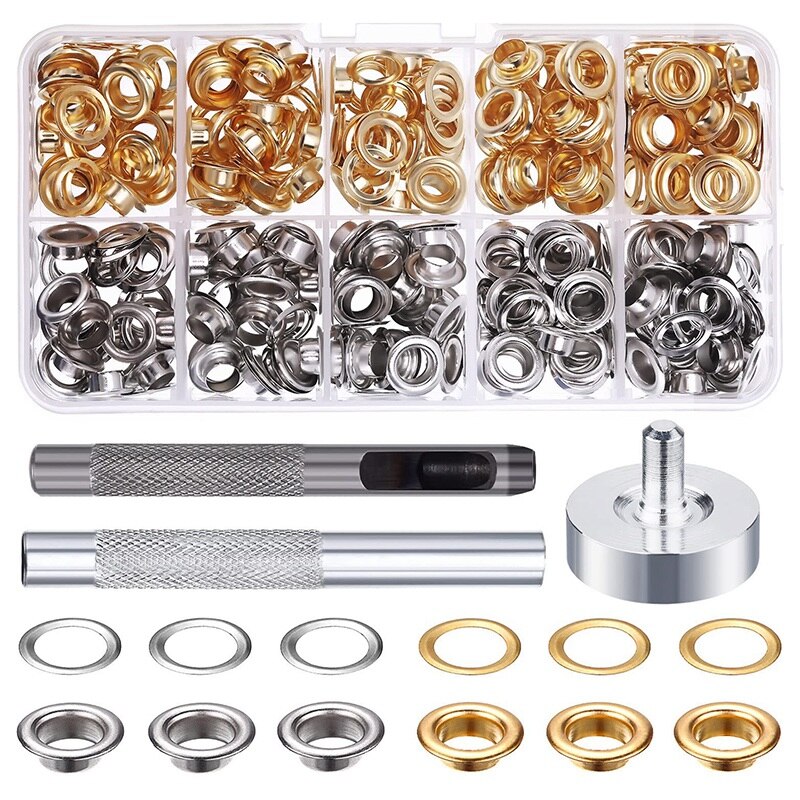 Kit De 250 œillets Métalliques Dorés 4mm - Pour Reliure Documents, Cuir, Tissu, Bricolage - 2