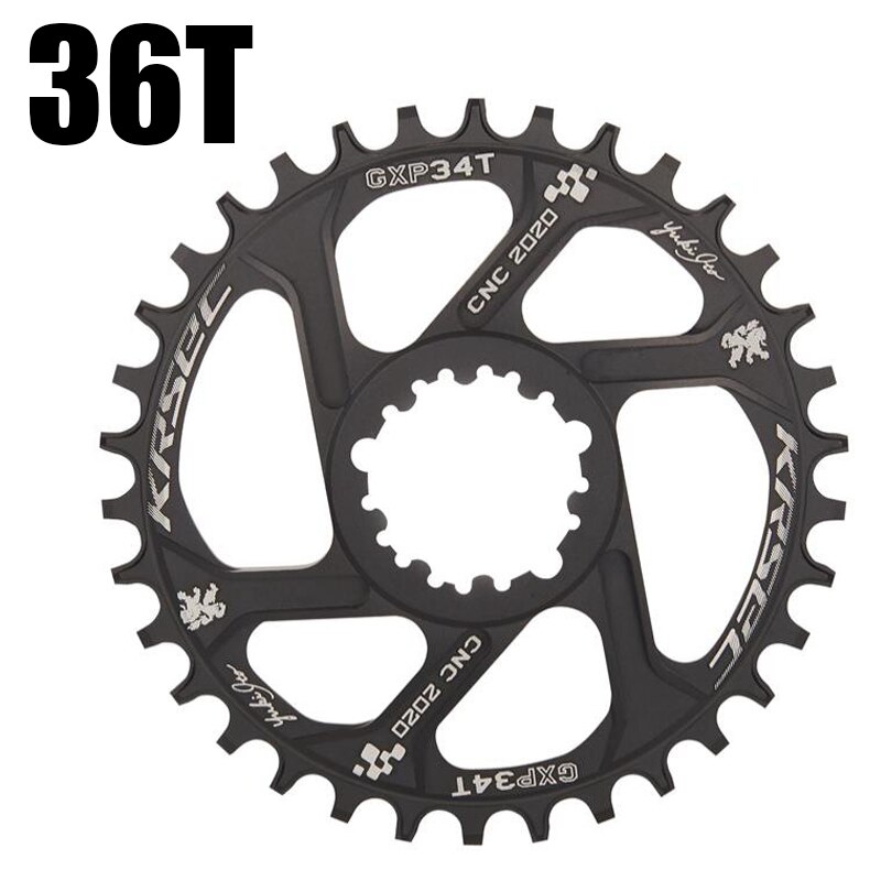 Krsec gxp chainring offset 6mm corrente anel t6 liga de alumínio roda para 8/9/10/11/12s corrente 32/34/36/38t mtb bicicleta acessórios: 36T Black