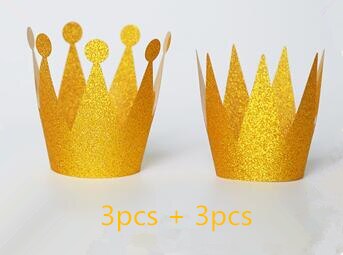 6pcs/Pack First Birthday Crown Headband Silver Pink Blue Glitter Birthday Crown 1st Birthday Hat Photography Prop: Gold