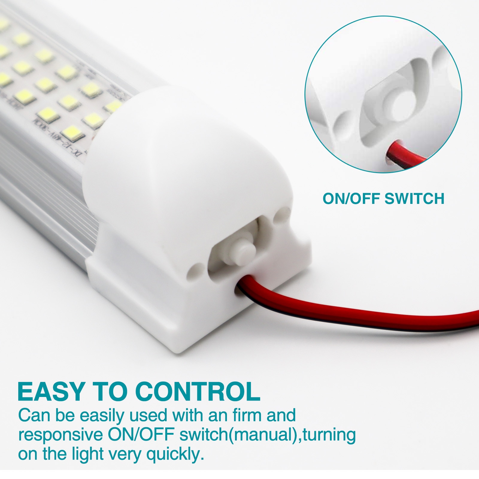 2Pcs 108 LED Car Interior White Strip Light Bar Car Interior Lamp with On/Off Switch Van Cabin Lorry Truck Camper Boat Camper