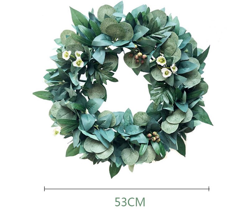 Kunstplanten rotan ring olijftak krans fruitblad slinger decoratie voor thuis bruiloft doe-het-zelf groene blad bloemen ring: Melkachtig wit