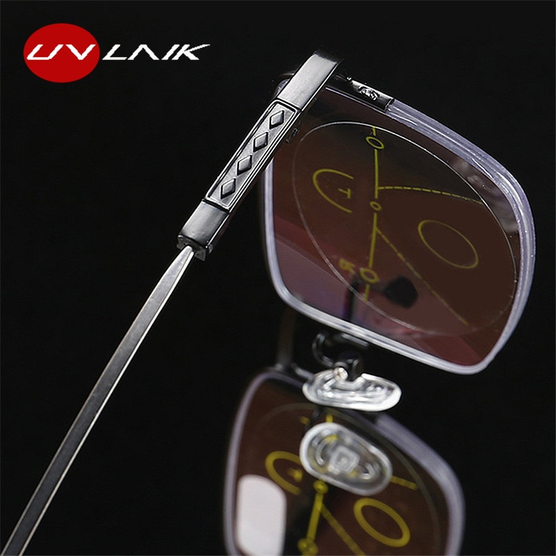 Lunettes de lecture anti-lumière bleue en titane uvlaik pour femmes et hommes, verres multifocaux progressifs à dioptrie  +1.0 1.5 2.0 2.5 3.0