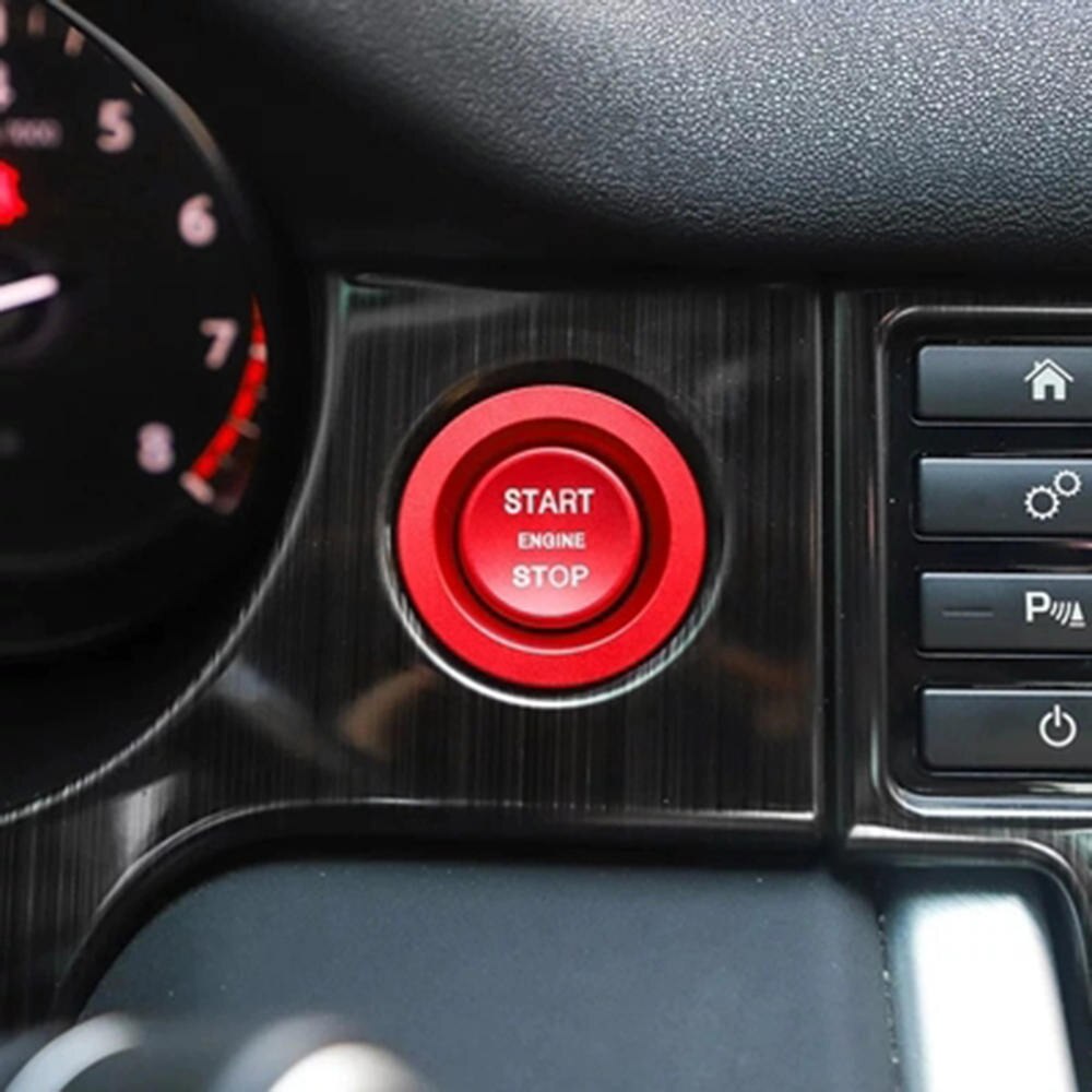 Red Engine Start Buttons Ring Cover Trim For Land Rover Interior Refit Start Ring Button Paste Start Ring + Start Cover