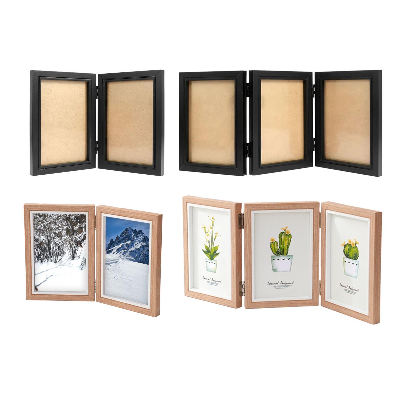 Klappbarer Fotorahmen, faltbarer Bilderrahmen aus Holz, 10,2 x 15,2 cm, Familienfotocollage für Eingangsbereich, Flur, Tischplatte, Schreibtisch, Heimdekoration
