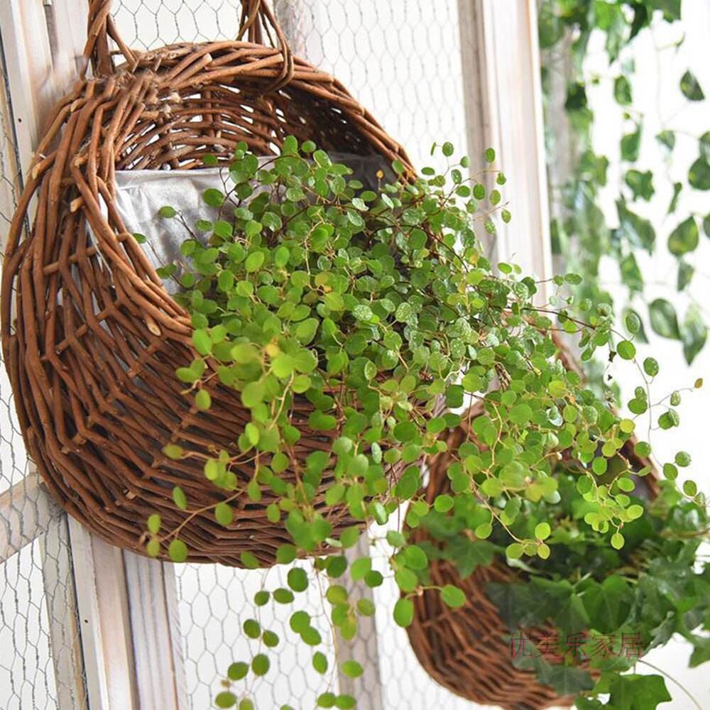 Rotting vägg hängande förvaring korg naturliga korg hem dörr blomma hängare planteringsmaskiner trädgård bröllop vägg dekoration