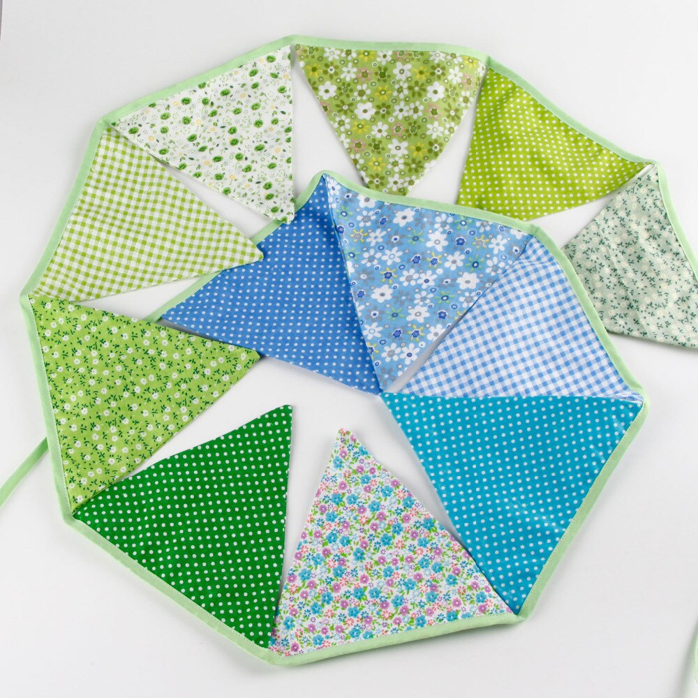 1 stk 3.3m længde 12 flag pastorale vind børn fødselsdag klud banner dekorationer hjemme festival bryllup deco vimpel