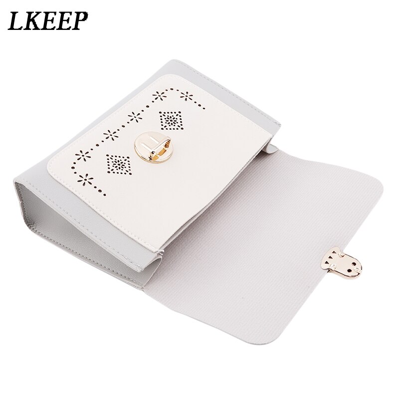 Mobiltelefon taske kvinder messenger tasker hul pu læder skulder taske kvinde hasp crossbody mini håndtasker pung bolsas