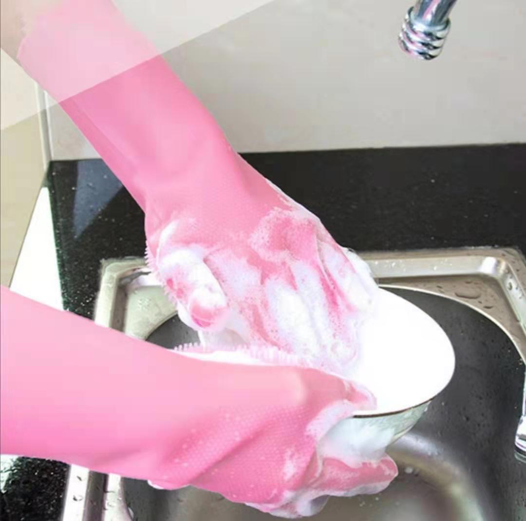 Afwassen Schoonmaak Handschoenen Siliconen Rubber Afwas Handschoenen Voor Huishoudelijke Scrubber Keuken Clean Tool Scrub 1 Paar