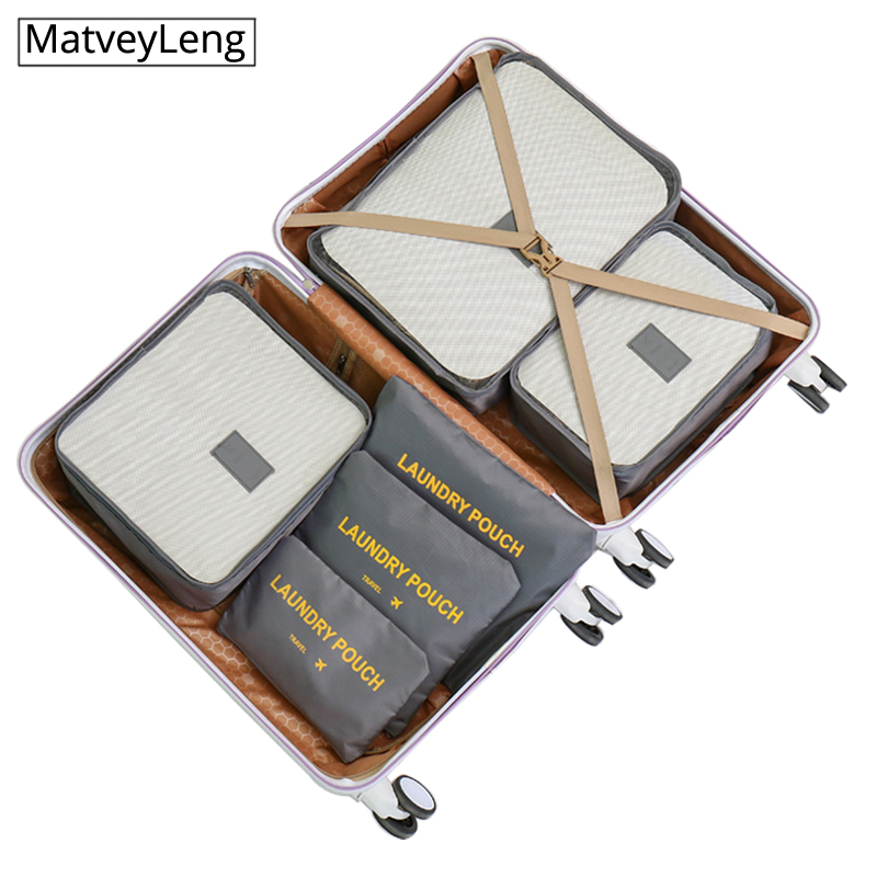 6 stks/set Reistas Voor Kleding Functionele Bagage Organizer Hoge Capaciteit Mesh Verpakking Cubes Reizen Accessoires