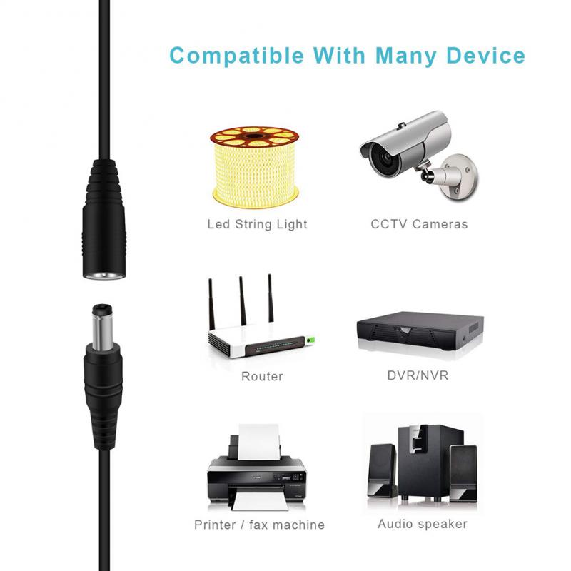 DC Extension Cable Wireless Outdoor Camera Power Extension Cord For 12V Power Adapter Cord Home CCTV Camera LED Strip Printer